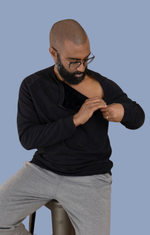 Resilient men's crew neck sweatshirt by SALT Leisure Wear with chest PICC/PORT access, shown in a casual fit.
