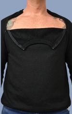 Resilient men's crew neck sweatshirt by SALT Leisure Wear featuring a chest PICC/PORT access pocket, casual fit and soft fabric.