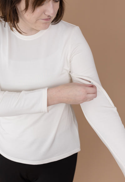 Resilient Women’s Ivory Long Sleeve Top (ARM PICC/PORT for EASY ACCESS)