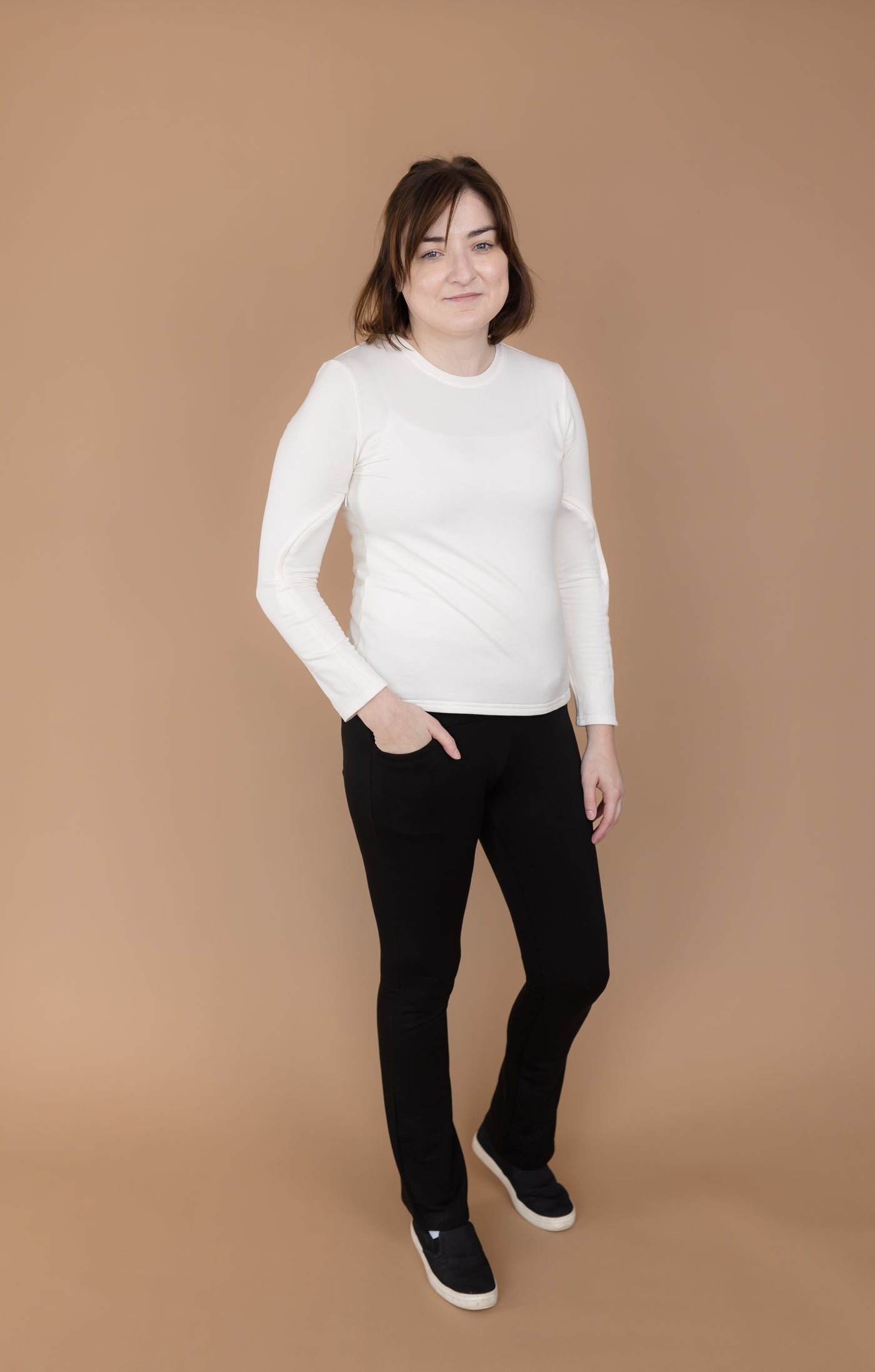 Resilient Women’s Ivory Long Sleeve Top (ARM PICC/PORT for EASY ACCESS)