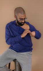 Resilient Men’s Flight Blue Crew Neck Sweatshirt (CHEST PICC/PORT for EASY ACCESS) - SALT Leisure Wear