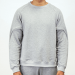Resilient Bamboo Men’s Stone Heather Grey Crew Neck Sweatshirt (ARM PICCs for EASY ACCESS) - SALT Leisure Wear