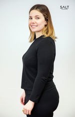 Resilient Women’s Bamboo Black Long Sleeve Top (CHEST PICC/PORT for EASY ACCESS) - SALT Leisure Wear