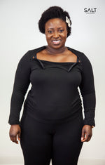 Resilient Women’s Bamboo Black Long Sleeve Top (CHEST PICC/PORT for EASY ACCESS) - SALT Leisure Wear